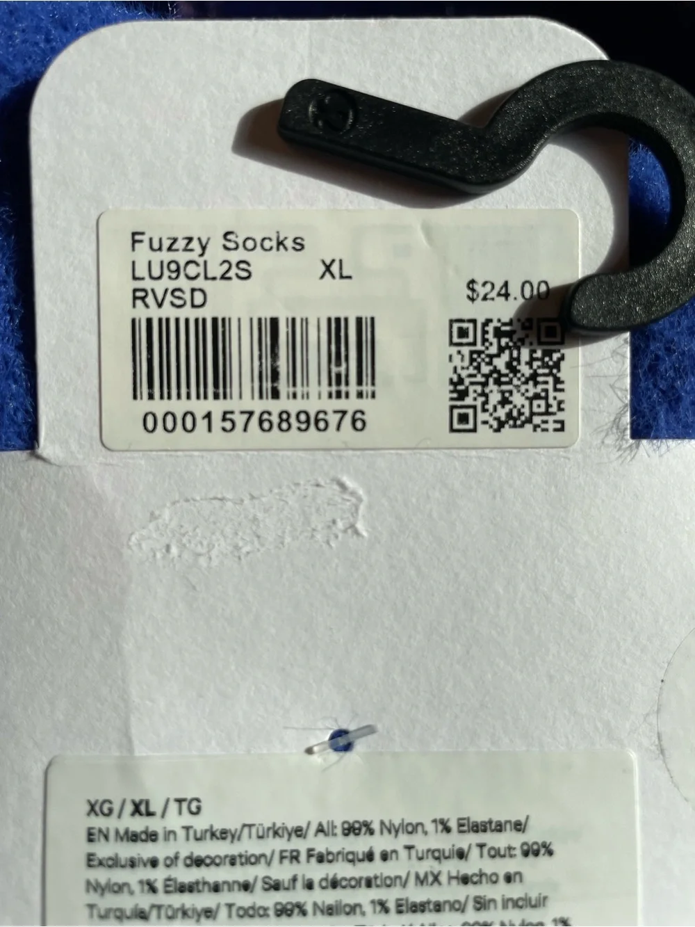Lululemon Unisex Fuzzy Crew Socks - Riverside Blue - XL - NWT